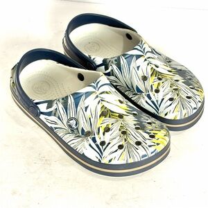 Crocs Crocband Graphic Clog Blue Multi Slip On Shoes Water Pool Mens 4 Womens 6